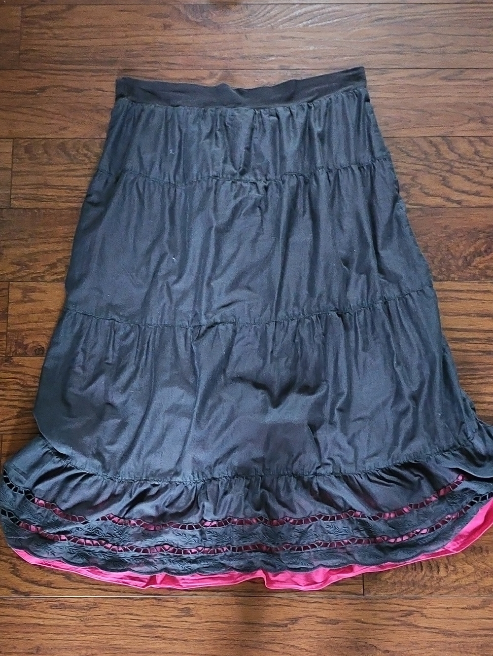 Old Navy Maternity Cotton Tiered Lined Skirt Charcoal Grey/ Pink Size Small
